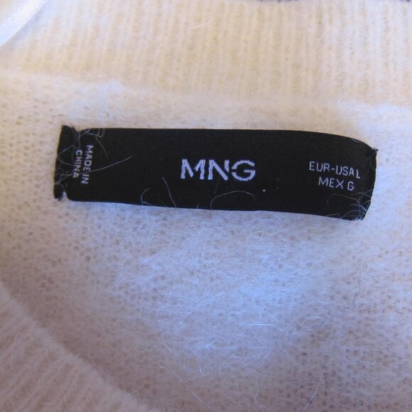 MANGO 56% ALPACA WOOL FLORETTA FUZZY WHITE SWEATER $129 - Picture 6 of 8